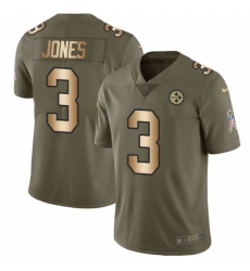 Men's Nike Pittsburgh Steelers #3 Landry Jones Limited Olive/Gold 2017 Salute to Service NFL Jersey