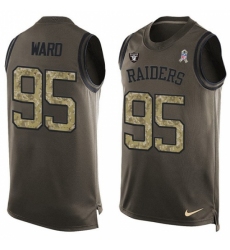 Men's Nike Oakland Raiders #95 Jihad Ward Limited Green Salute to Service Tank Top NFL Jersey