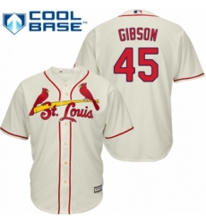 Men's Majestic St. Louis Cardinals #45 Bob Gibson Replica Cream Alternate Cool Base MLB Jersey
