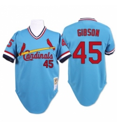 Men's Mitchell and Ness St. Louis Cardinals #45 Bob Gibson Replica Blue Throwback MLB Jersey