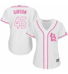 Women's Majestic St. Louis Cardinals #45 Bob Gibson Replica White Fashion Cool Base MLB Jersey