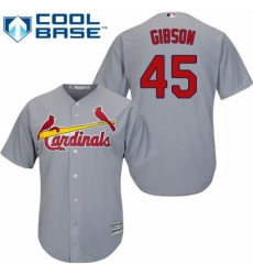 Youth Majestic St. Louis Cardinals #45 Bob Gibson Replica Grey Road Cool Base MLB Jersey