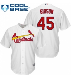 Youth Majestic St. Louis Cardinals #45 Bob Gibson Replica White Home Cool Base MLB Jersey