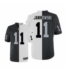 Men's Nike Oakland Raiders #11 Sebastian Janikowski Elite Black/White Split Fashion NFL Jersey