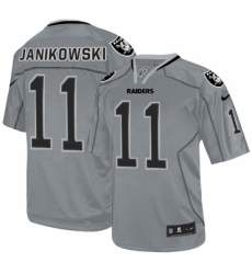 Men's Nike Oakland Raiders #11 Sebastian Janikowski Elite Lights Out Grey NFL Jersey