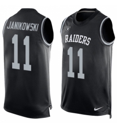 Men's Nike Oakland Raiders #11 Sebastian Janikowski Limited Black Player Name & Number Tank Top NFL Jersey