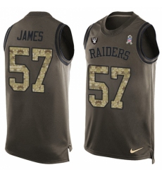 Men's Nike Oakland Raiders #57 Cory James Limited Green Salute to Service Tank Top NFL Jersey