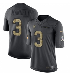 Men's Nike Oakland Raiders #3 E. J. Manuel Limited Black 2016 Salute to Service NFL Jersey