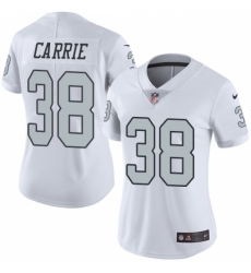 Women's Nike Oakland Raiders #38 T.J. Carrie Limited White Rush Vapor Untouchable NFL Jersey