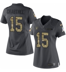 Women's Nike Oakland Raiders #15 Michael Crabtree Limited Black 2016 Salute to Service NFL Jersey