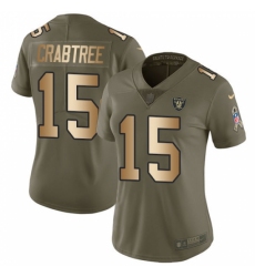Women's Nike Oakland Raiders #15 Michael Crabtree Limited Olive/Gold 2017 Salute to Service NFL Jersey