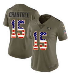Women's Nike Oakland Raiders #15 Michael Crabtree Limited Olive/USA Flag 2017 Salute to Service NFL Jersey