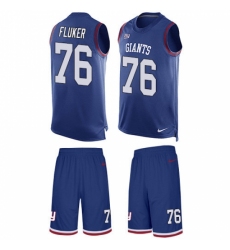 Men's Nike New York Giants #76 D.J. Fluker Limited Royal Blue Tank Top Suit NFL Jersey