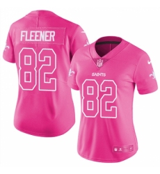 Women's Nike New Orleans Saints #82 Coby Fleener Limited Pink Rush Fashion NFL Jersey