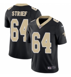 Men's Nike New Orleans Saints #64 Zach Strief Black Team Color Vapor Untouchable Limited Player NFL Jersey