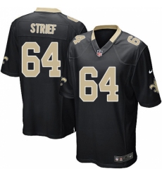 Men's Nike New Orleans Saints #64 Zach Strief Game Black Team Color NFL Jersey