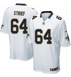 Men's Nike New Orleans Saints #64 Zach Strief Game White NFL Jersey