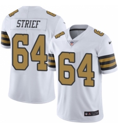 Men's Nike New Orleans Saints #64 Zach Strief Limited White Rush Vapor Untouchable NFL Jersey