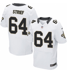 Men's Nike New Orleans Saints #64 Zach Strief White Vapor Untouchable Elite Player NFL Jersey