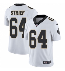 Men's Nike New Orleans Saints #64 Zach Strief White Vapor Untouchable Limited Player NFL Jersey