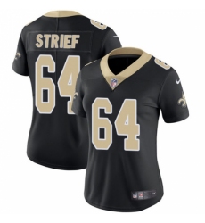 Women's Nike New Orleans Saints #64 Zach Strief Black Team Color Vapor Untouchable Limited Player NFL Jersey