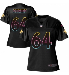 Women's Nike New Orleans Saints #64 Zach Strief Game Black Fashion NFL Jersey