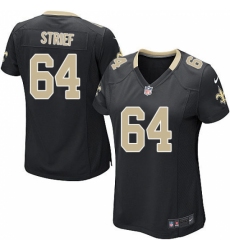 Women's Nike New Orleans Saints #64 Zach Strief Game Black Team Color NFL Jersey