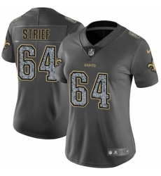 Women's Nike New Orleans Saints #64 Zach Strief Gray Static Vapor Untouchable Limited NFL Jersey