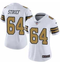 Women's Nike New Orleans Saints #64 Zach Strief Limited White Rush Vapor Untouchable NFL Jersey