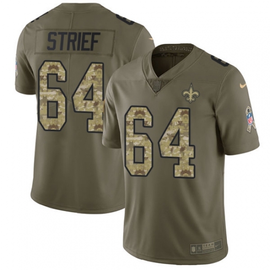 Youth Nike New Orleans Saints #64 Zach Strief Limited Olive/Camo 2017 Salute to Service NFL Jersey Youth Nike New Orleans Saints #64 Zach Strief Limited Olive/Camo 2017 Salute to Service NFL Jersey
