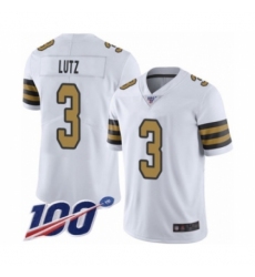 Men's New Orleans Saints #3 Wil Lutz Limited White Rush Vapor Untouchable 100th Season Football Jersey