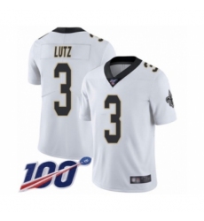 Men's New Orleans Saints #3 Wil Lutz White Vapor Untouchable Limited Player 100th Season Football Jersey