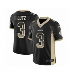Men's Nike New Orleans Saints #3 Wil Lutz Limited Black Rush Drift Fashion NFL Jersey