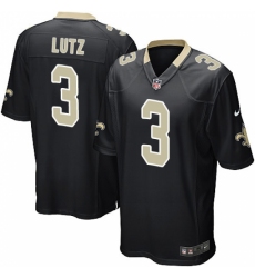 Men's Nike New Orleans Saints #3 Will Lutz Game Black Team Color NFL Jersey
