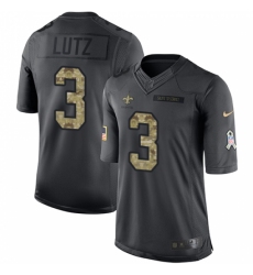 Men's Nike New Orleans Saints #3 Will Lutz Limited Black 2016 Salute to Service NFL Jersey