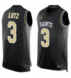 Men's Nike New Orleans Saints #3 Will Lutz Limited Black Player Name & Number Tank Top NFL Jersey