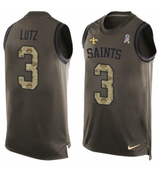 Men's Nike New Orleans Saints #3 Will Lutz Limited Green Salute to Service Tank Top NFL Jersey