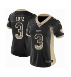 Women's Nike New Orleans Saints #3 Wil Lutz Limited Black Rush Drift Fashion NFL Jersey