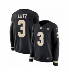 Women's Nike New Orleans Saints #3 Wil Lutz Limited Black Therma Long Sleeve NFL Jersey