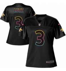 Women's Nike New Orleans Saints #3 Will Lutz Game Black Fashion NFL Jersey