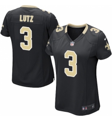 Women's Nike New Orleans Saints #3 Will Lutz Game Black Team Color NFL Jersey