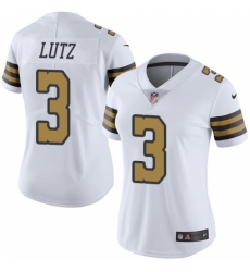 Women's Nike New Orleans Saints #3 Will Lutz Limited White Rush Vapor Untouchable NFL Jersey