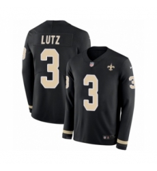 Youth Nike New Orleans Saints #3 Wil Lutz Limited Black Therma Long Sleeve NFL Jersey