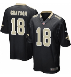 Men's Nike New Orleans Saints #18 Garrett Grayson Game Black Team Color NFL Jersey