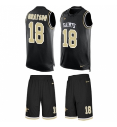 Men's Nike New Orleans Saints #18 Garrett Grayson Limited Black Tank Top Suit NFL Jersey