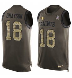 Men's Nike New Orleans Saints #18 Garrett Grayson Limited Green Salute to Service Tank Top NFL Jersey