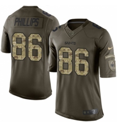 Men's Nike New Orleans Saints #86 John Phillips Elite Green Salute to Service NFL Jersey