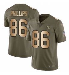 Men's Nike New Orleans Saints #86 John Phillips Limited Olive/Gold 2017 Salute to Service NFL Jersey