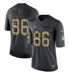 Youth Nike New Orleans Saints #86 John Phillips Limited Black 2016 Salute to Service NFL Jersey