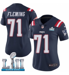 Women's Nike New England Patriots #71 Cameron Fleming Limited Navy Blue Rush Vapor Untouchable Super Bowl LII NFL Jersey